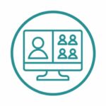 vector graphic of a computer screen with a video call